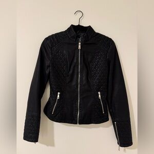 Lulu’s Heartlines Black Vegan Leather Moto Jacket - XS